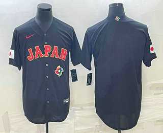 Men%27s Japan Baseball Blank 2023 Black World Classic Stitched Jersey